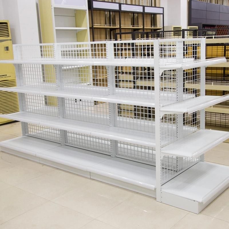 Double Sided Supermarket Shelf with Wire Shelf Shelving System Used in Supermarket