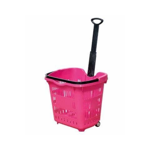 Solid Large Rod Hand Basket with Two Wheels and Huge Capacity of 55L