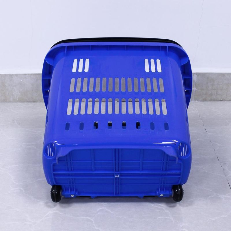 High Quality Plastic Shopping Basket with Wheels for Supermarket