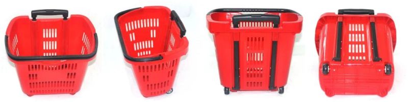 Excellent Quality Two Large Rod Hand Basket for Supermarket Shopping