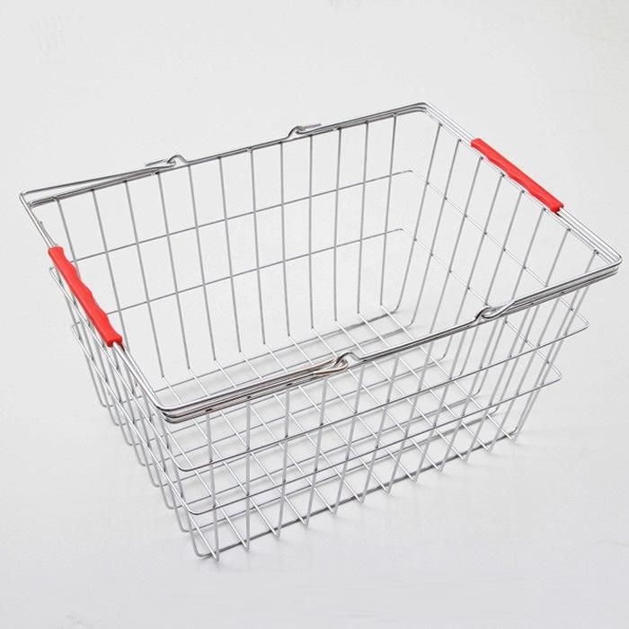 Metal Shopping Basket with Double Handle, Wire Basket