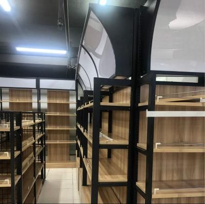 Hot Sale MDF Display Racks Miniso Wooden Steel Shelves