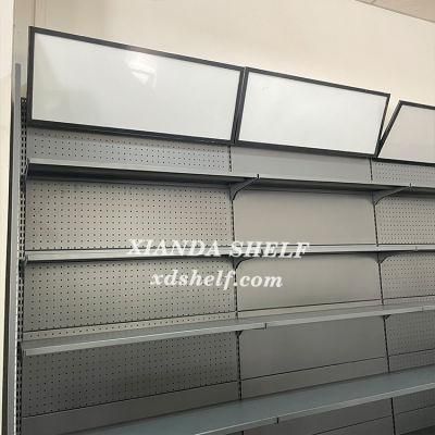 Wholesale Pharmacy Shelving Shop Fitting Brackets Perforated Metal Pegboard Gondola Supermarket Shelf