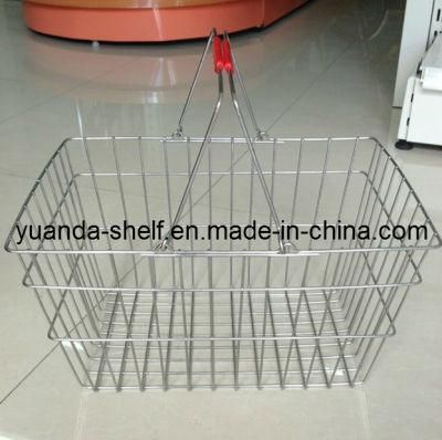 Metal Wire Mesh Supermarkt Storage/Shopping 2 Handles Basket (YD-007D)