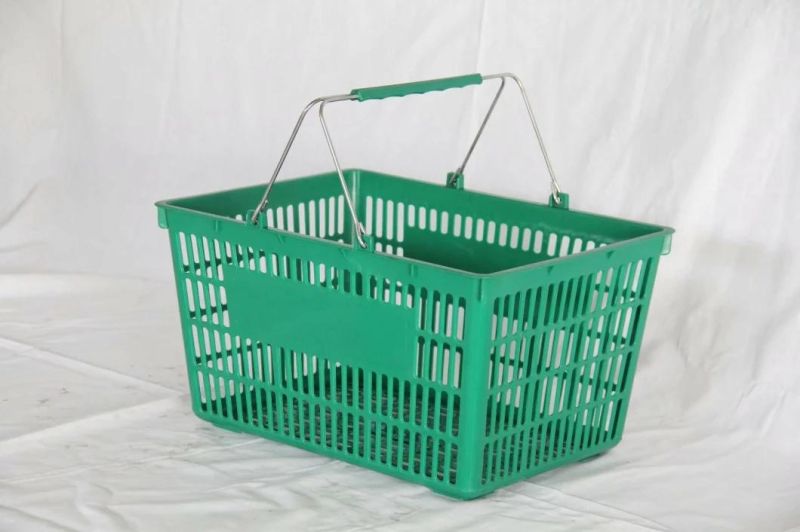 Large Hollow Electroplating Handle Flat Hand Basket for Supermarket Shopping