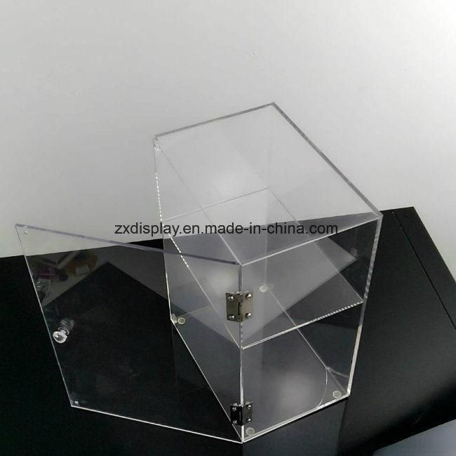 2 Shelves Acrylic Storage Cabinet Clear Display Case with Lockable Door