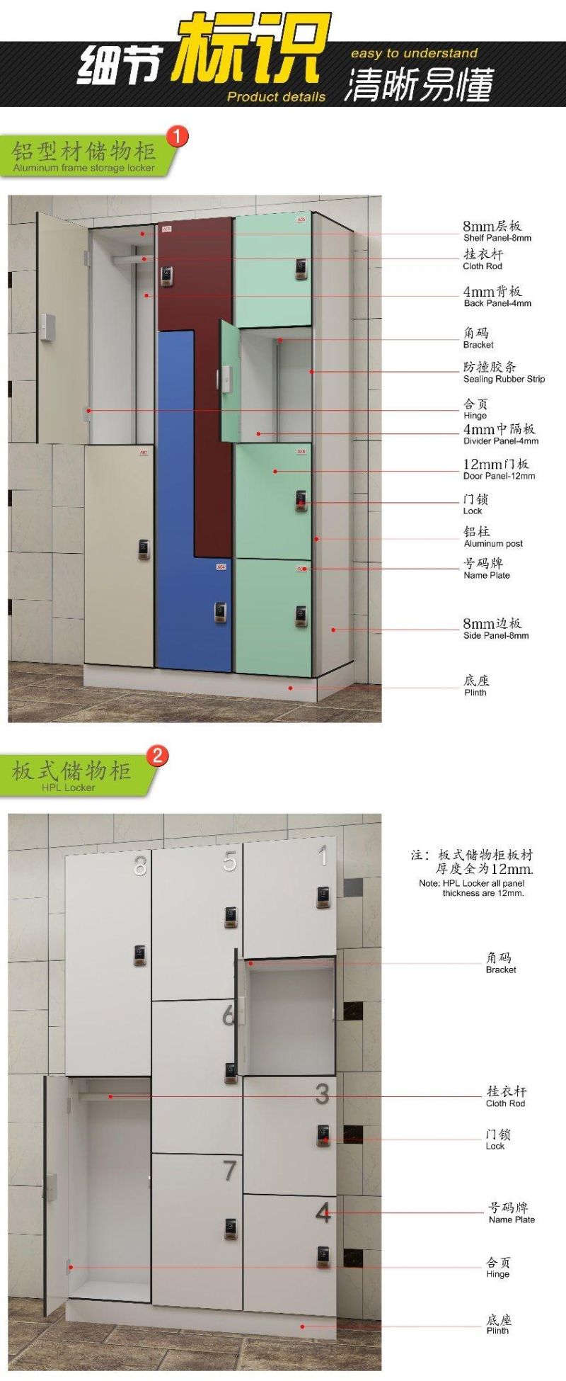 Fumeihua blue Color Locker/Staff Locker/Sport Center Locker/Gym Locker