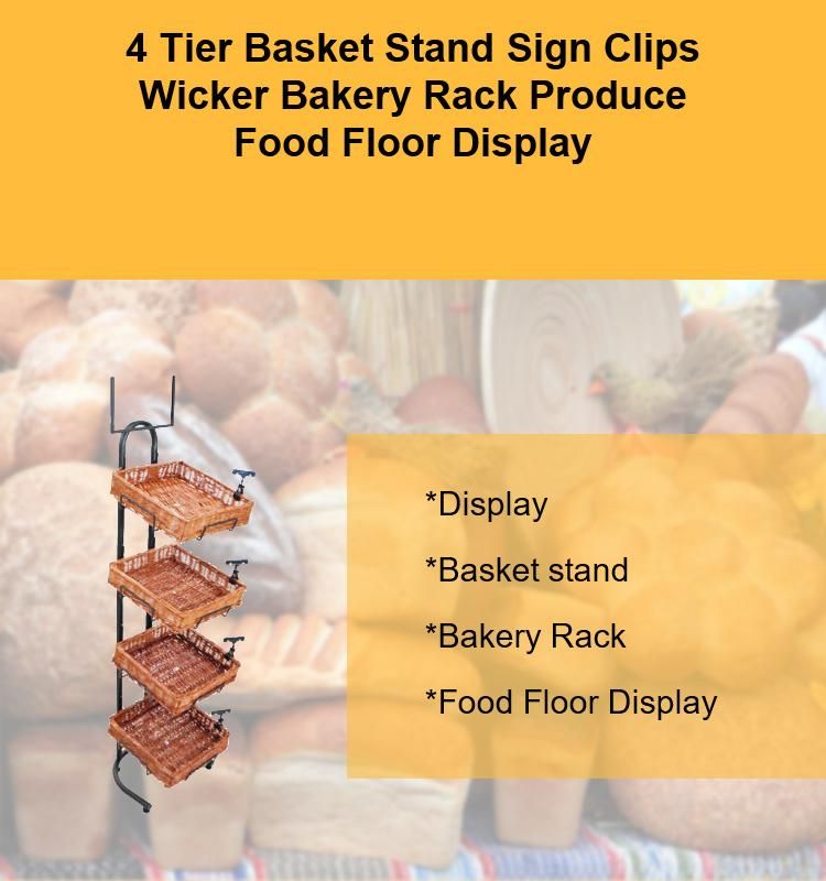 Big Capacity Metal Wire Display Rack Metal Stand with Basket for Bread