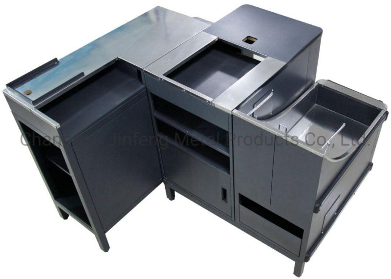 Three Parts Metal Counter Checkout Counter with Stainless Steel Top Cover