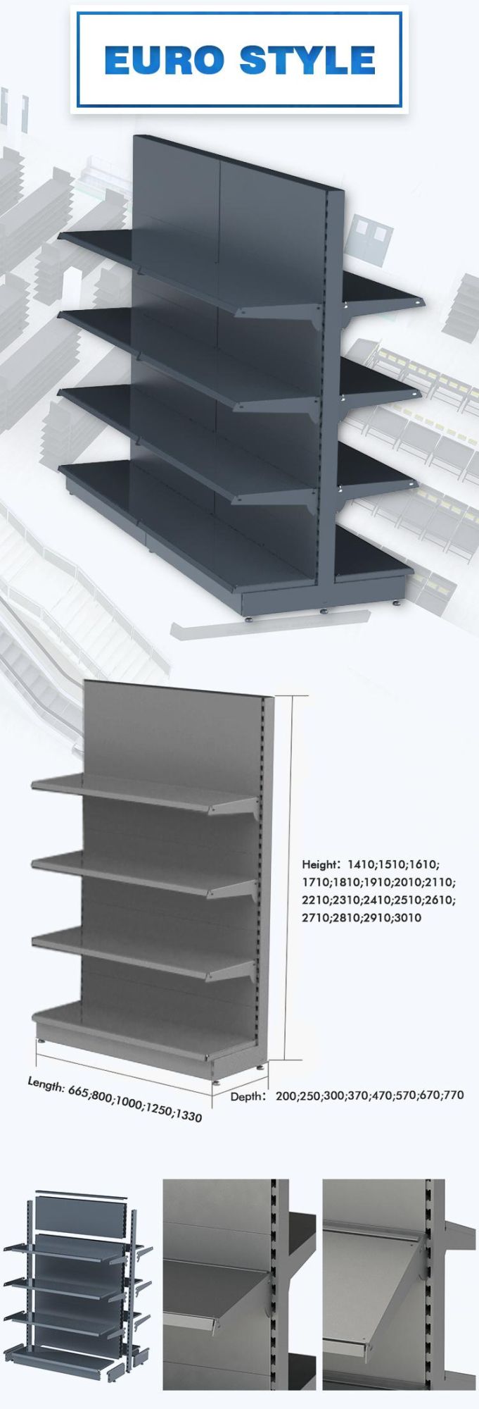 Supermarket Wooden and Wire Mesh Gondola System Cost-Effictive Shelving