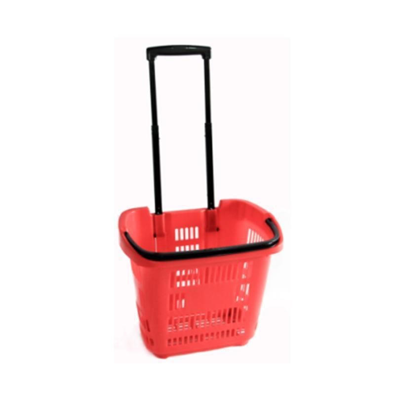 Popular Grocery Store High-End Supermarket Shopping Basket Rolling Plastic Basket for Sale