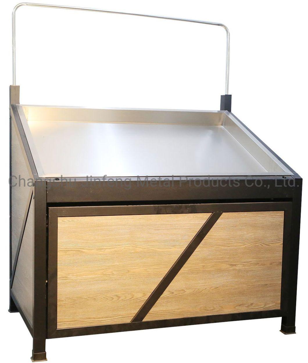 Supermarket Vegetable Rack Fruits Display Shelf with Stainless Steel Basin