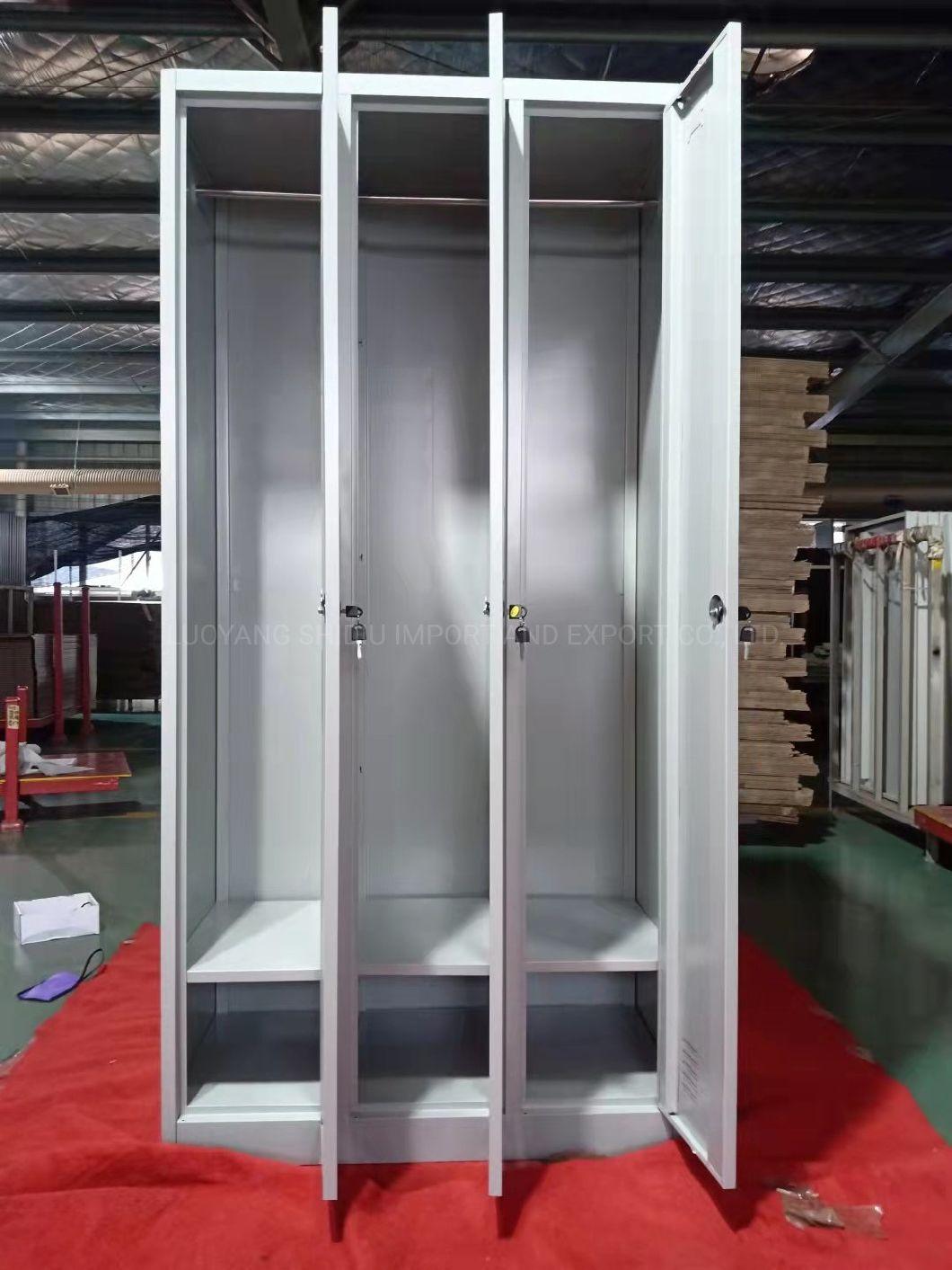 Commercial Use Free Standing 3 Doors Clothes Lockers for Staffs