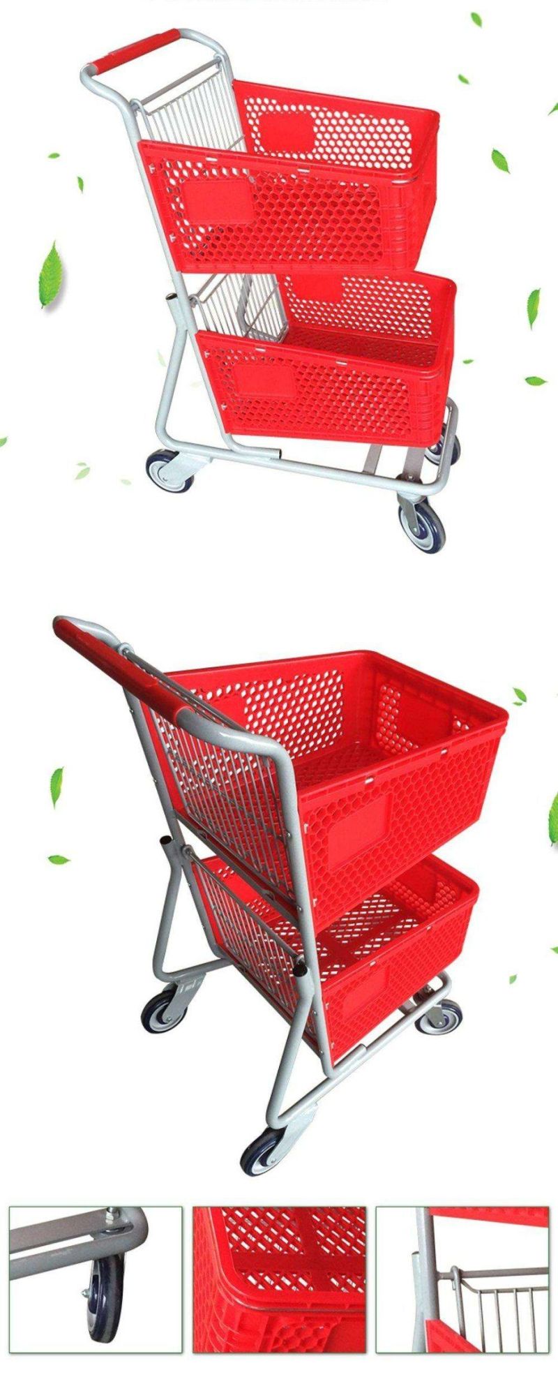 2-Tier Shopping Cart Double Basket Trolley