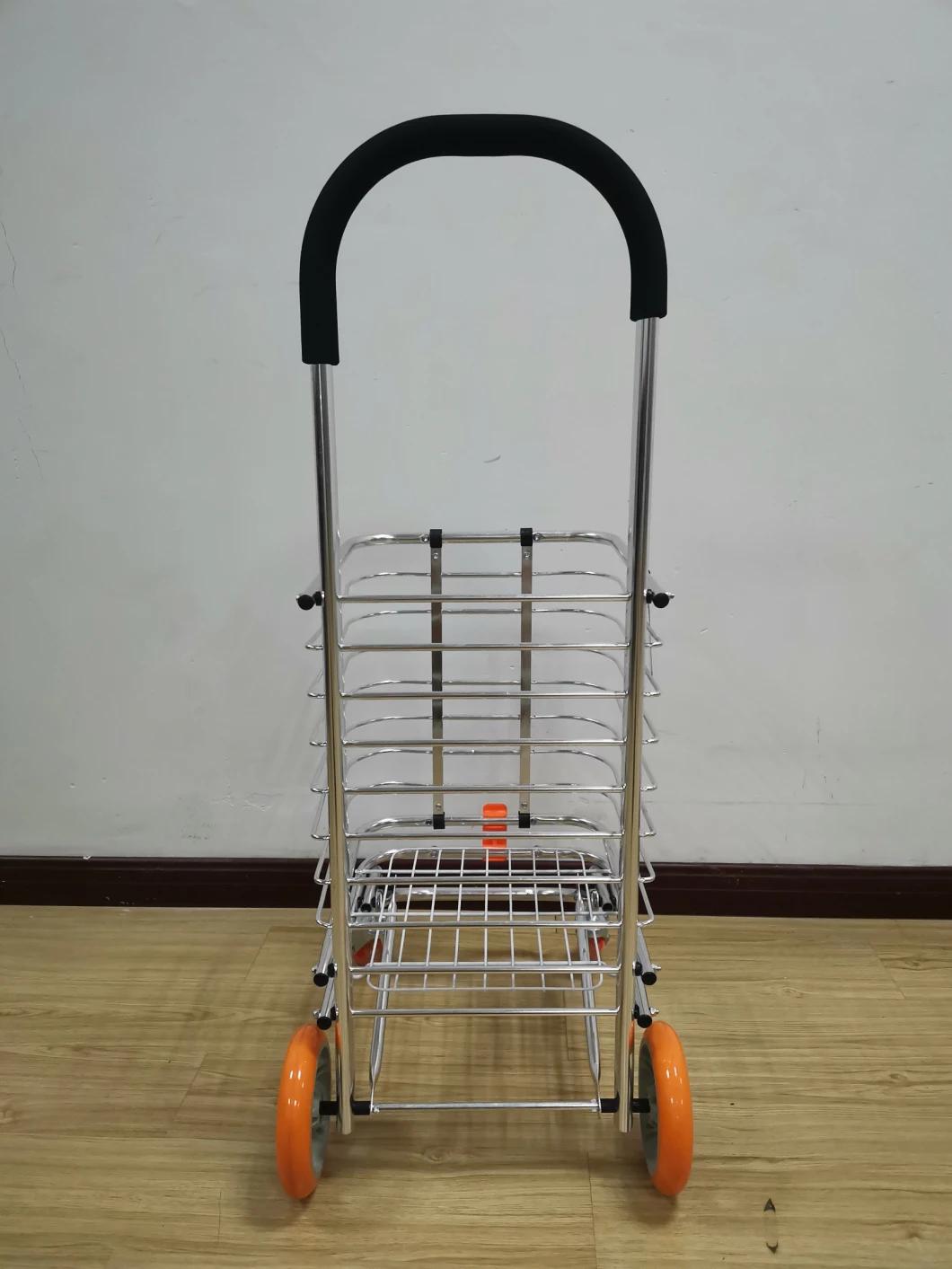 China Telescopic Handle Shopping Trolley Lightweight Aluminum Alloy Supermarket Cart