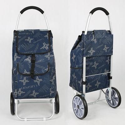 Collapsible Trolley Grocery Shopping Bag Foldable Shopping Cart with Wheels Customized Logo