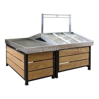 Supermarket Wood Metal Fruits and Vegetables Racking Display Shelves