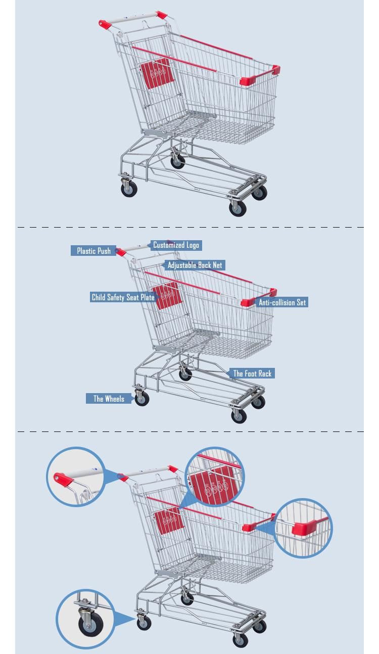 Latest Promotion Price 100 Liter Supermarket Metal Cart Store Shopping Trolley with Seat