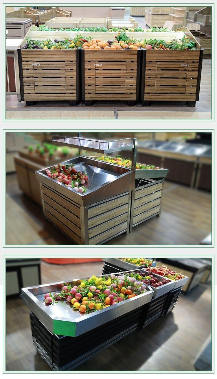 Double Sided Metal Vegetable Rack with Wooden Head Shelf