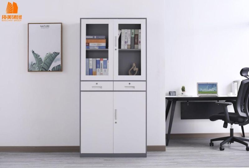 Cabinet with 2 Drawer Filing Cabinet Ducument Cupboard with Glass Door