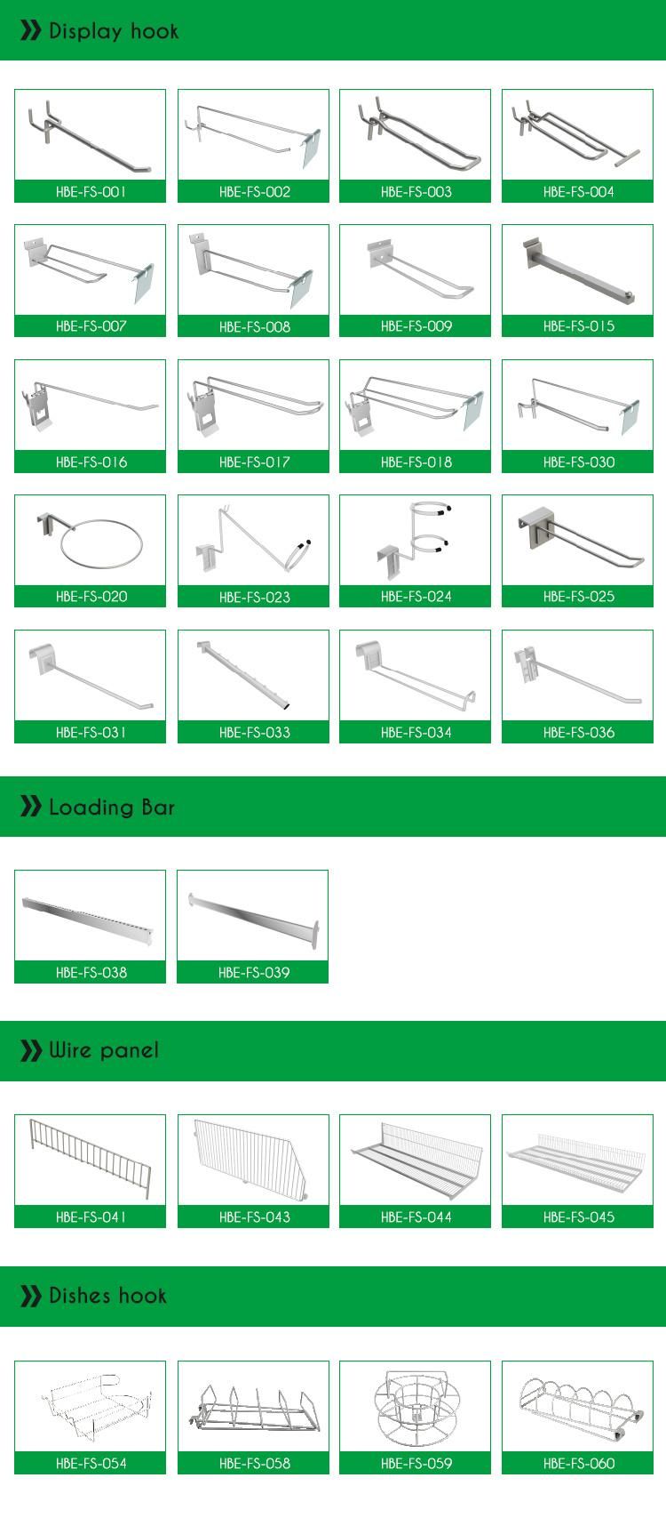 Iron Wire Hook Factory Chrome Supermarket Slatwall Hook for Retail Stores Security