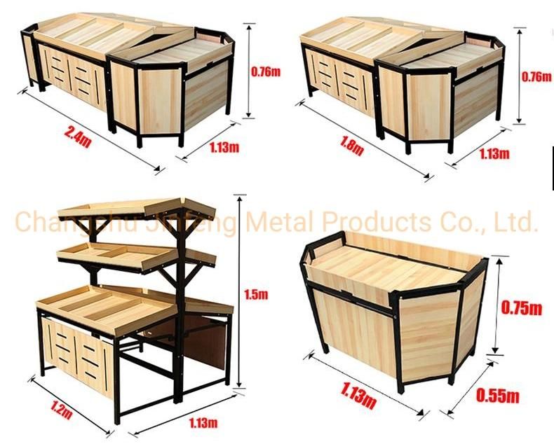 Supermarket Wooden Display Rack Vegetable and Fruit Display Shelf