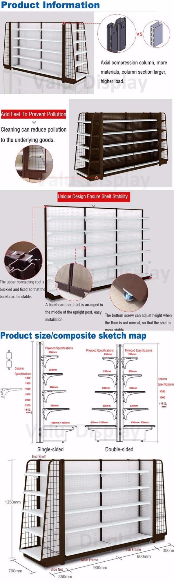 Grocery Store Display Gondola Shelves, Store Shelving