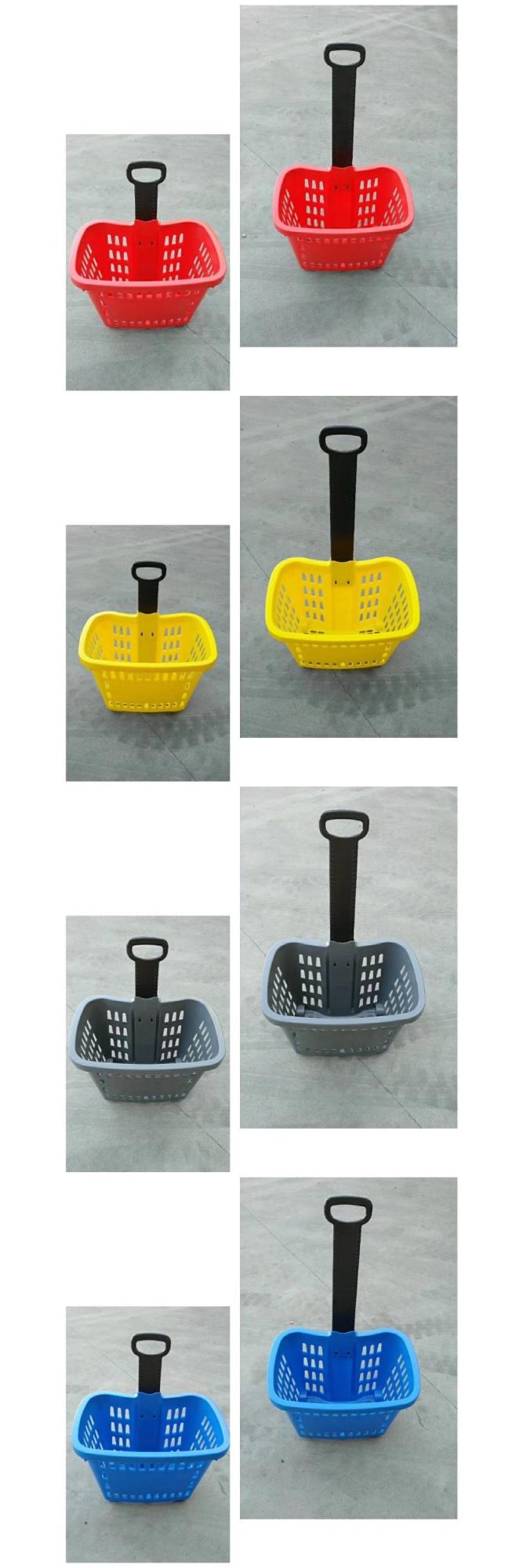 Cheap Price Plastic Trolley with Two Wheels Supermarket Shopping Basket