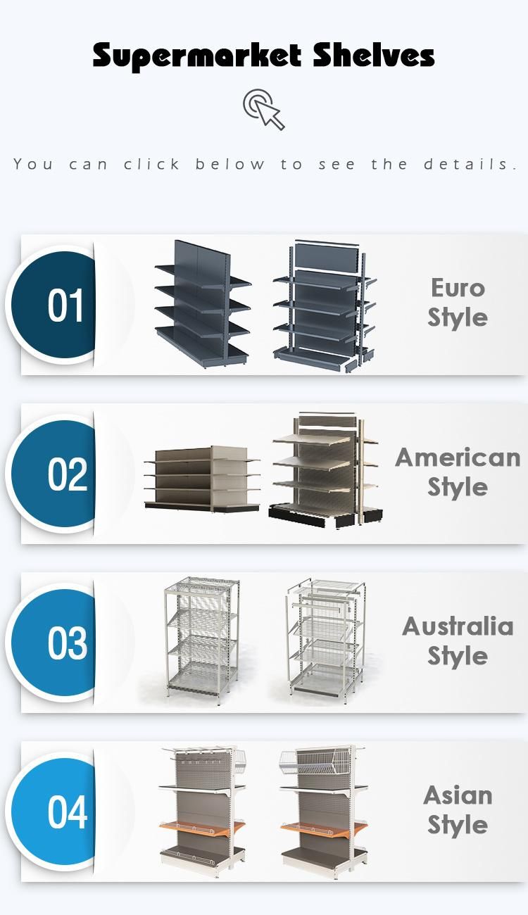 Supermarket Shelf Type and Double-Sided Feature Supermarket Rack