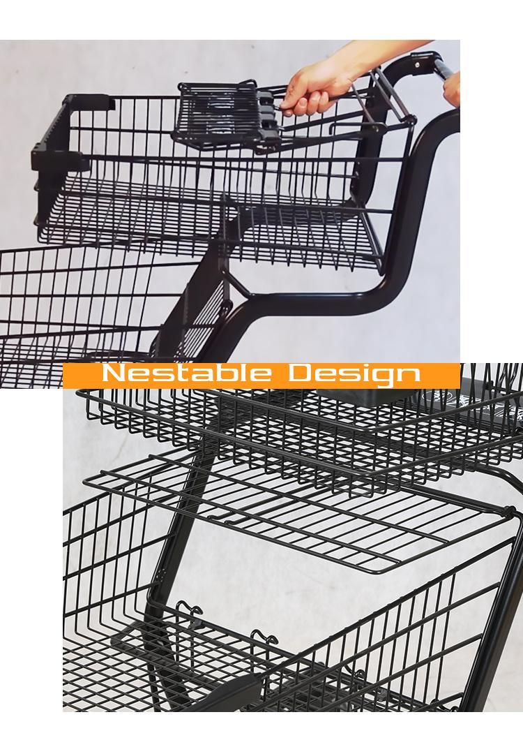 American Style Two Tier Baskets Shopping Cart with Baby Seat