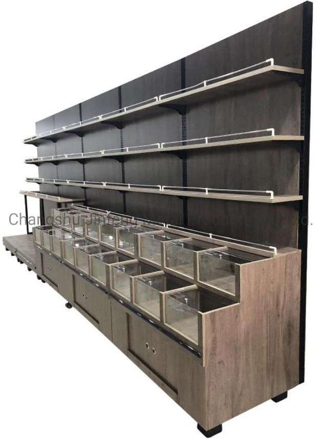 Supermarket Display Shelving Display Rack with Wood