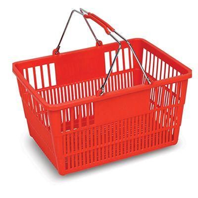 Supermarket Equipment Customized Logo and Color Plastic Shopping Basket