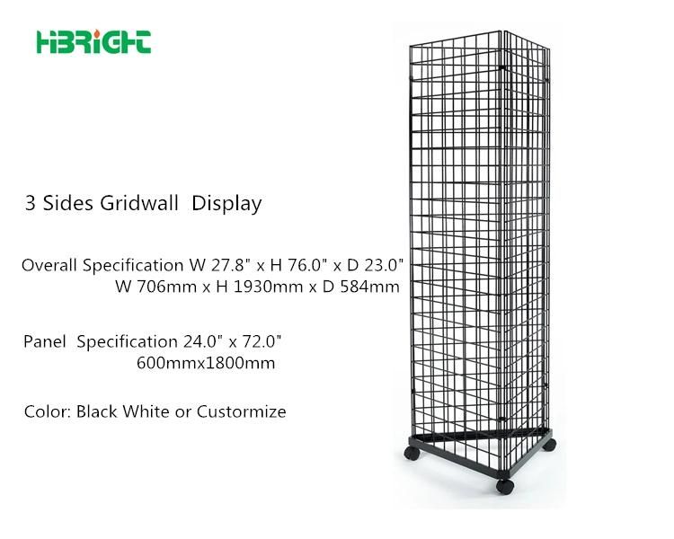 Shopping Mall Gridwall Metal Display Stand Retail Racking Units Supermarket Shelves Display Shelf