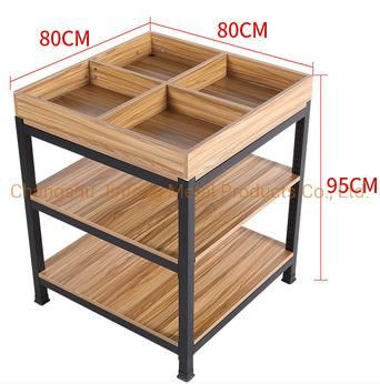 Supermarket Steel-Wood Shelf Convenience Store Beverage Promotional Display Stand