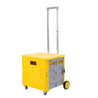 Factory Wholesale Plastic Supermarket Folding Shopping Trolley Box Cart for Carrying Food