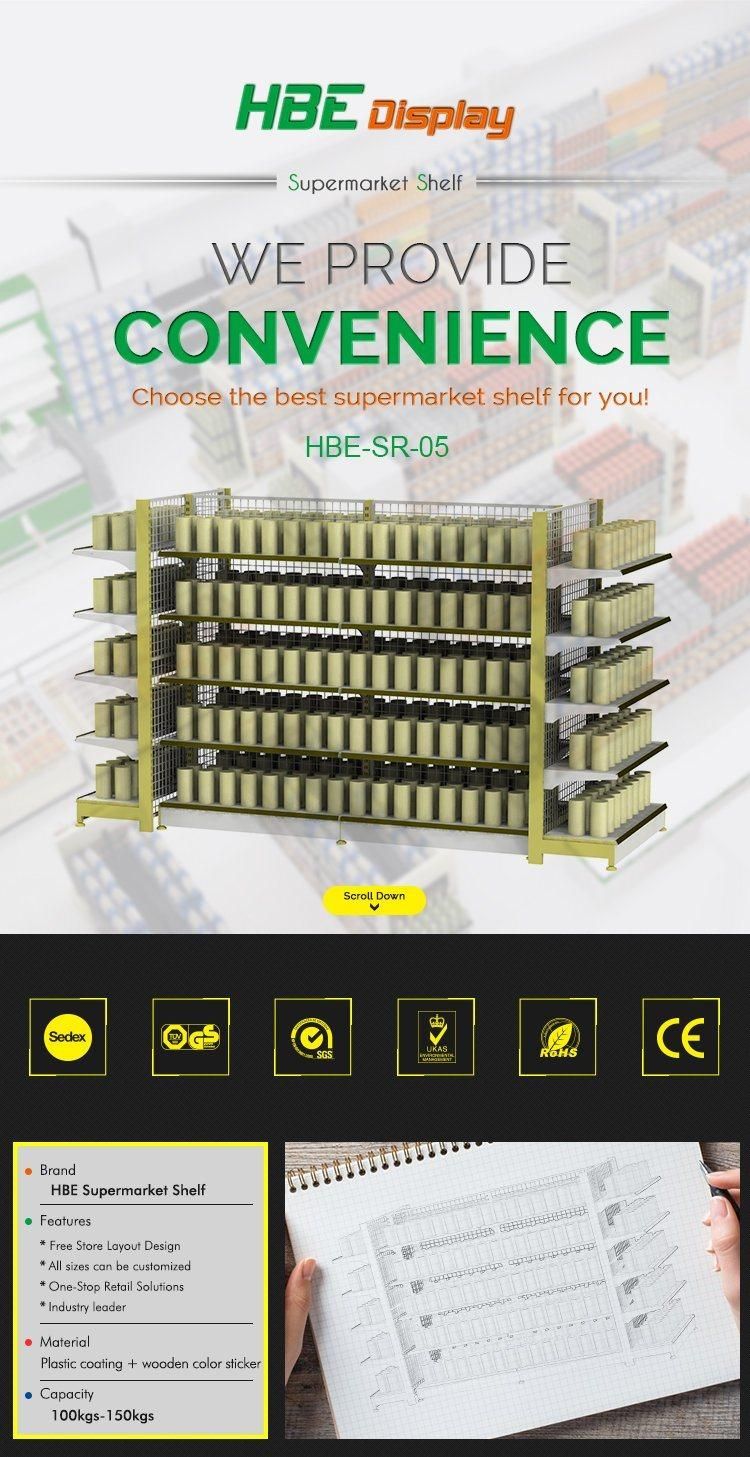 High Quality Supermarket LED Display Rack Shelf