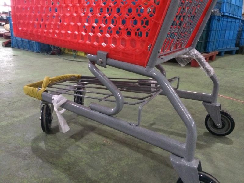 100L Supermarket Plastic Wheeled Shopping Trolley Hand Cart