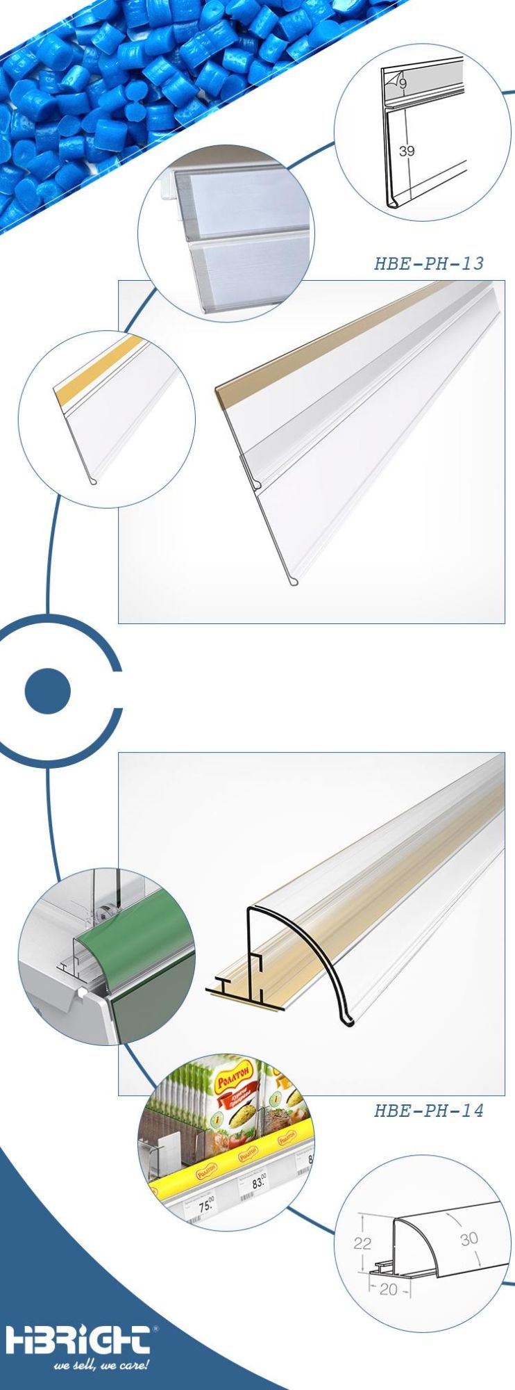 Clear PVC H43mm Adhesive Supermarket Plastic Price Shelf Talker