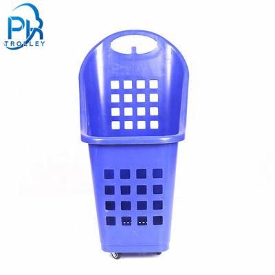 Nice Selling Hdpp Blue Color Basket Trolley with Handle