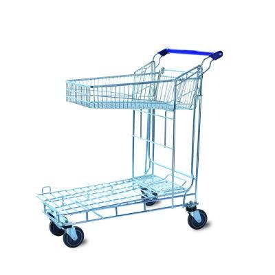 Heavy Duty Steel Zinc Plated Supermarket Cargo Flat Trolley