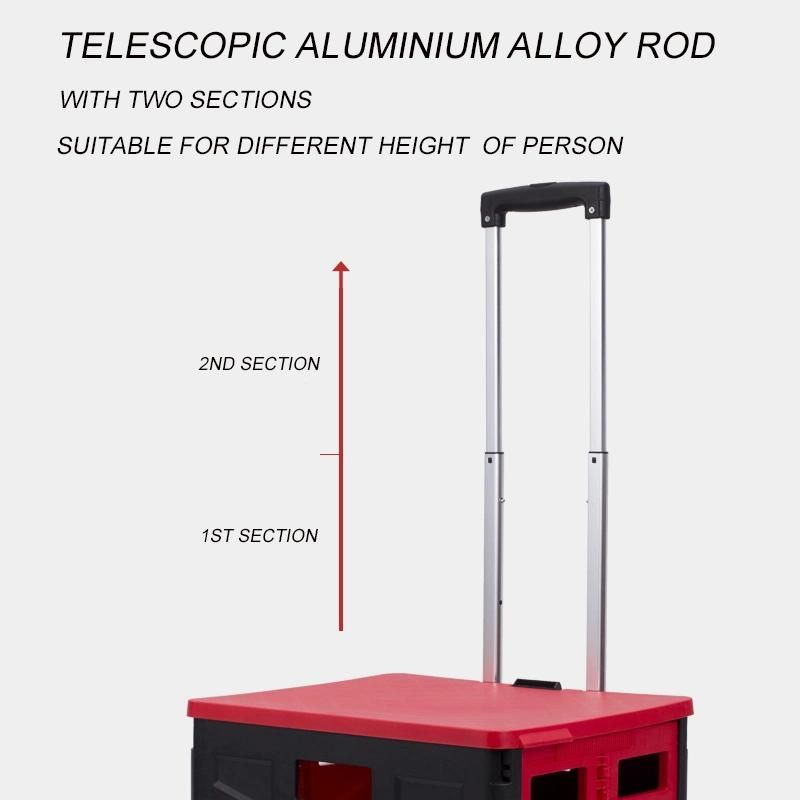 China High Quality Plastic Portable Folding Supermarket Cart for Grocery Shopping