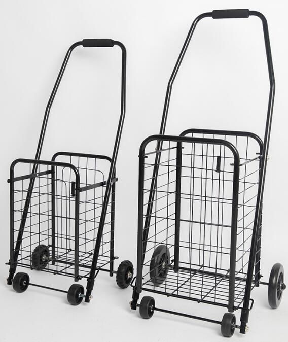 China Hot Sale Mini Metal Foldable Rolling Cart Folding Supermarket Shopping Trolleys