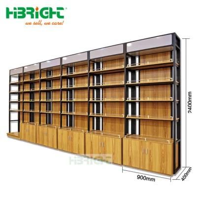 Double Side Wooden Metal Plain Panel Supermarket Gondola Shelving