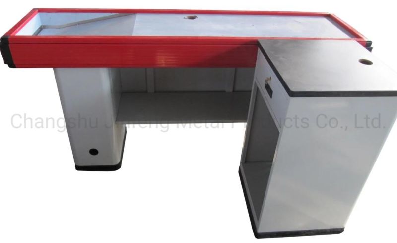 Supermarket Metal Checkout Counter Store Fixture Cashier Desk Jf-Cc-080