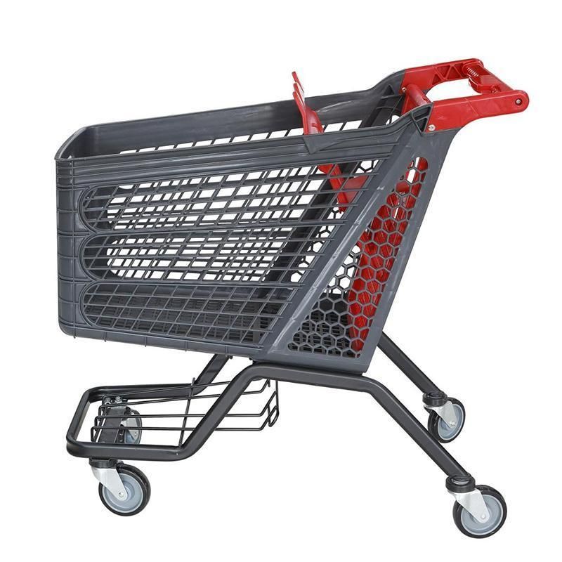 Plastic Hand Push Trolley Used Supermarket Shopping Cart