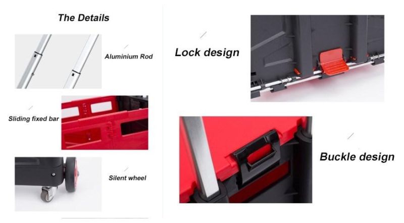 China Popular Plastic Folding Supermarket Shopping Cart Storage Box Trolleys