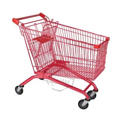 180L European Supermarket Escalator Metal Steel Shopping Trolley