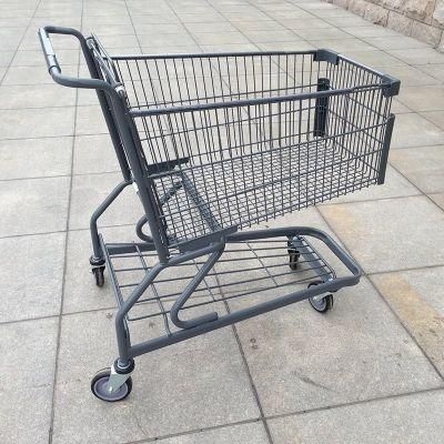 Hot Selling Black Metal Shopping Trolley Folding Shopping Carts