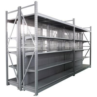 Heavy-Duty Supermarket Display Shelf Metal Racks Double Side Supermarket Shelves