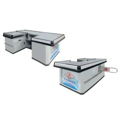 Store Supermarket Stainless Steel Cashier Counter Retail Design Cashier Counter